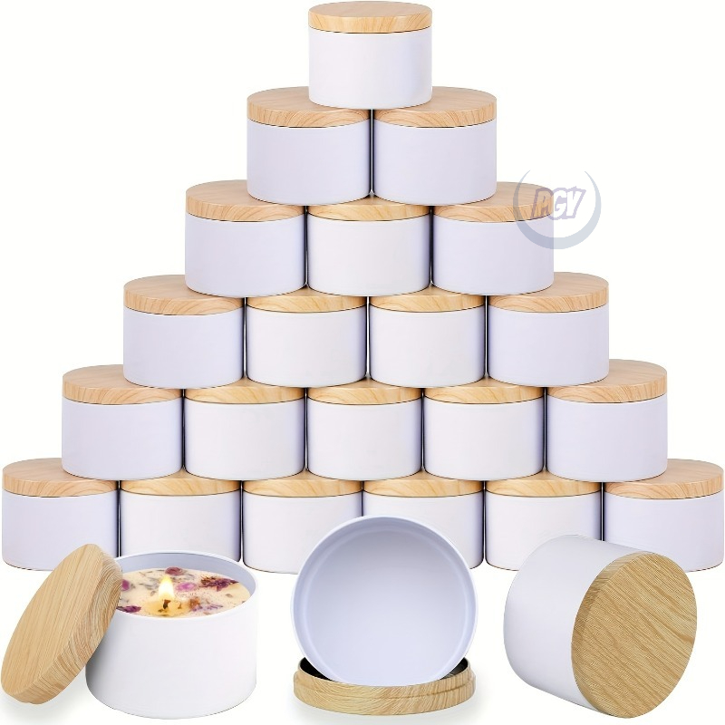Candle Making Jars With Lids - جرة شمع معدنية بيضاء مجموعة أدوات