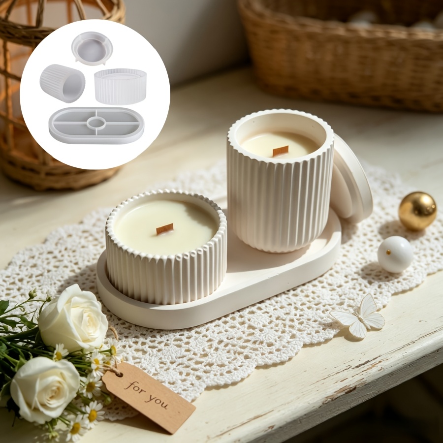 Kraft Box Candle - مجموعة قوالب سيليكون، 4 صناديق تخزين