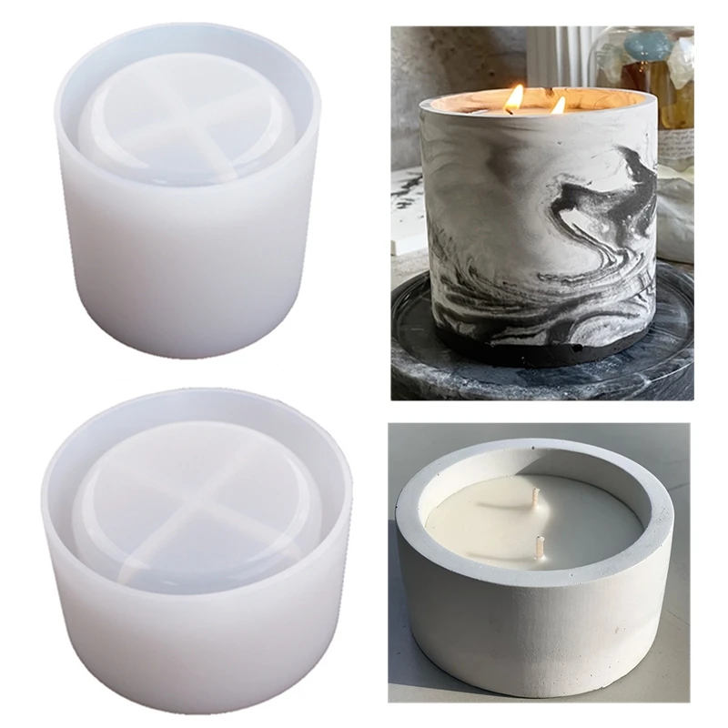 Kraft Box Candle - 3 أحجام قوالب الخرسانة الاسمنتية المستديرة