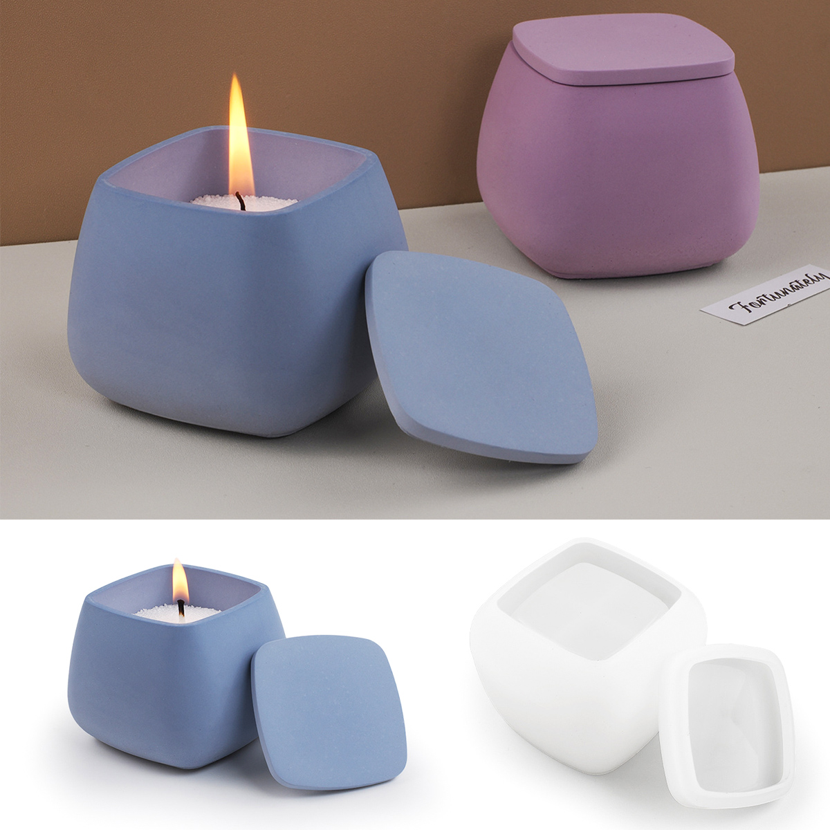 جرة شمعة مربعة قالب من السيليك - مراجعة Kraft Box Candle وسعره
